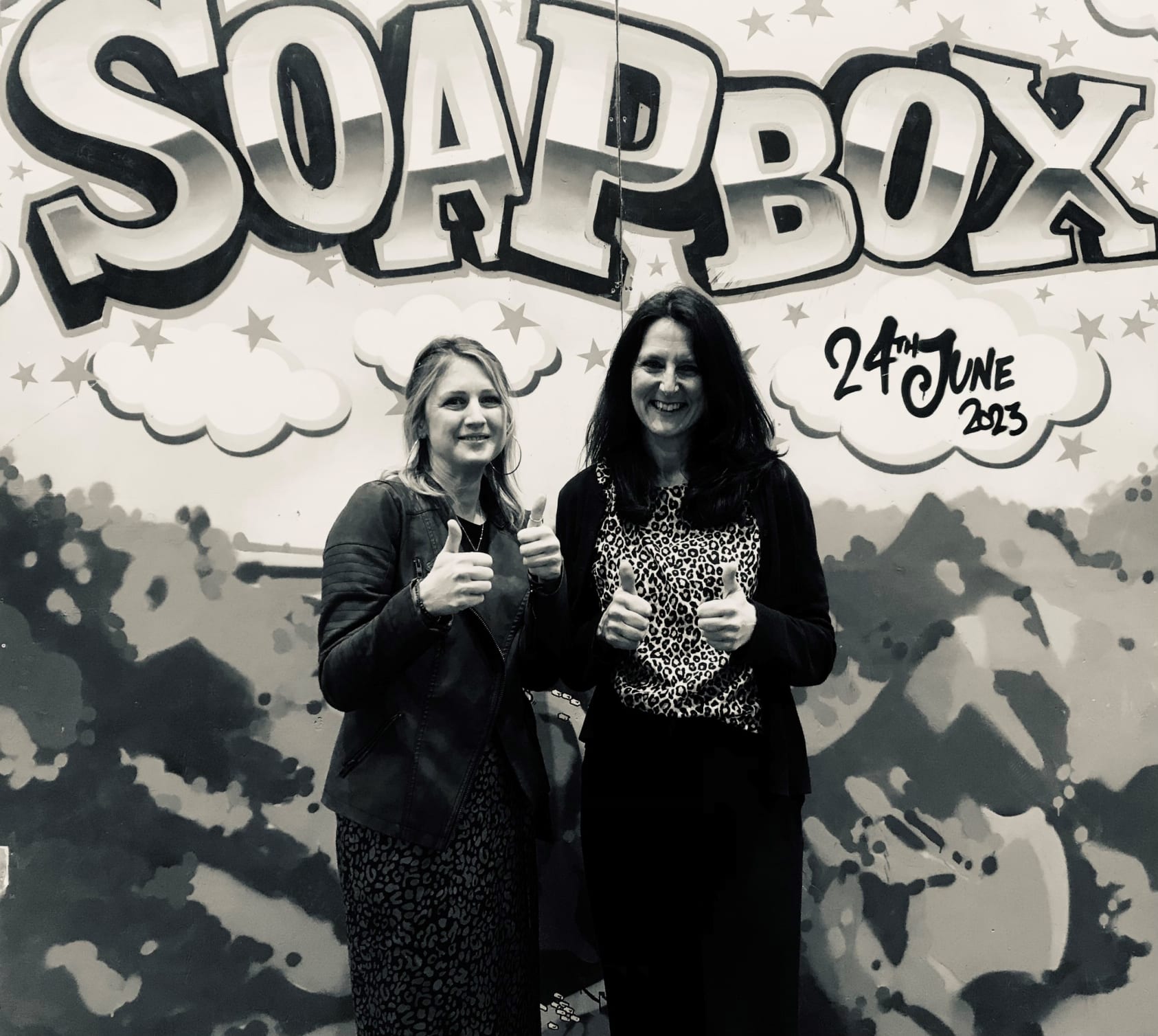 Rachel and Jen at the Soapbox Launch